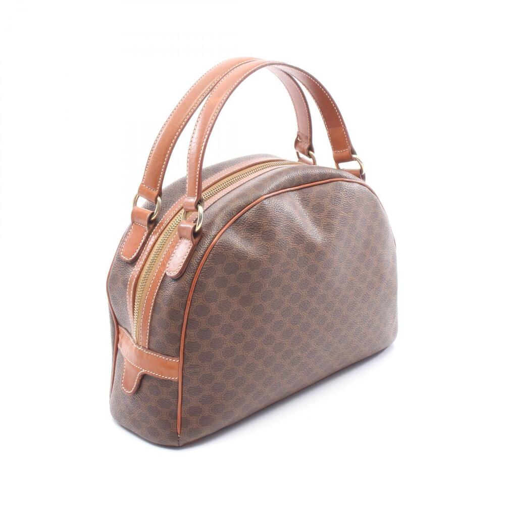 Celine Handbag Leather Macadam Brown Canvas Brown